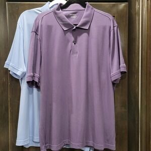 2 UNTUCKit "Damaschino" 100% Cotten Polo's Both XXL Blue & Purple Big Tall F271